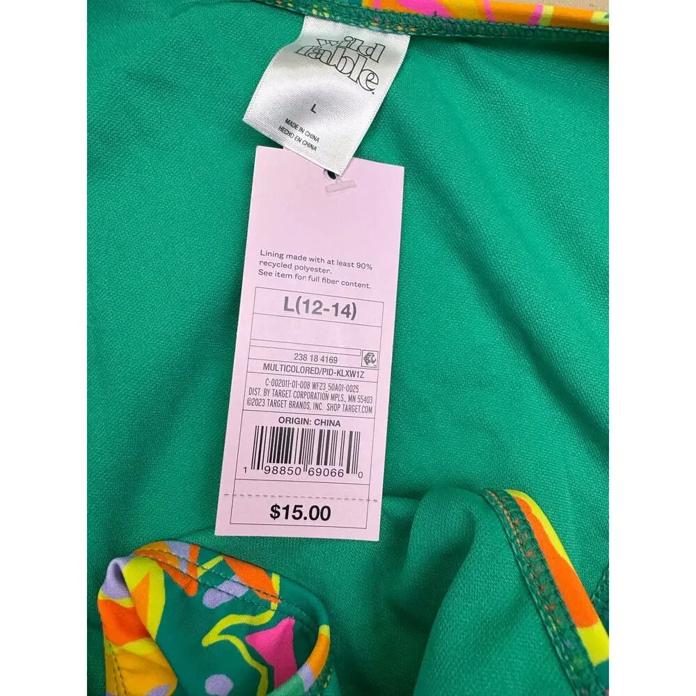 NWT Wild Fable Bikini Bottoms L Tropical Floral Print High Leg Super Cheeky
